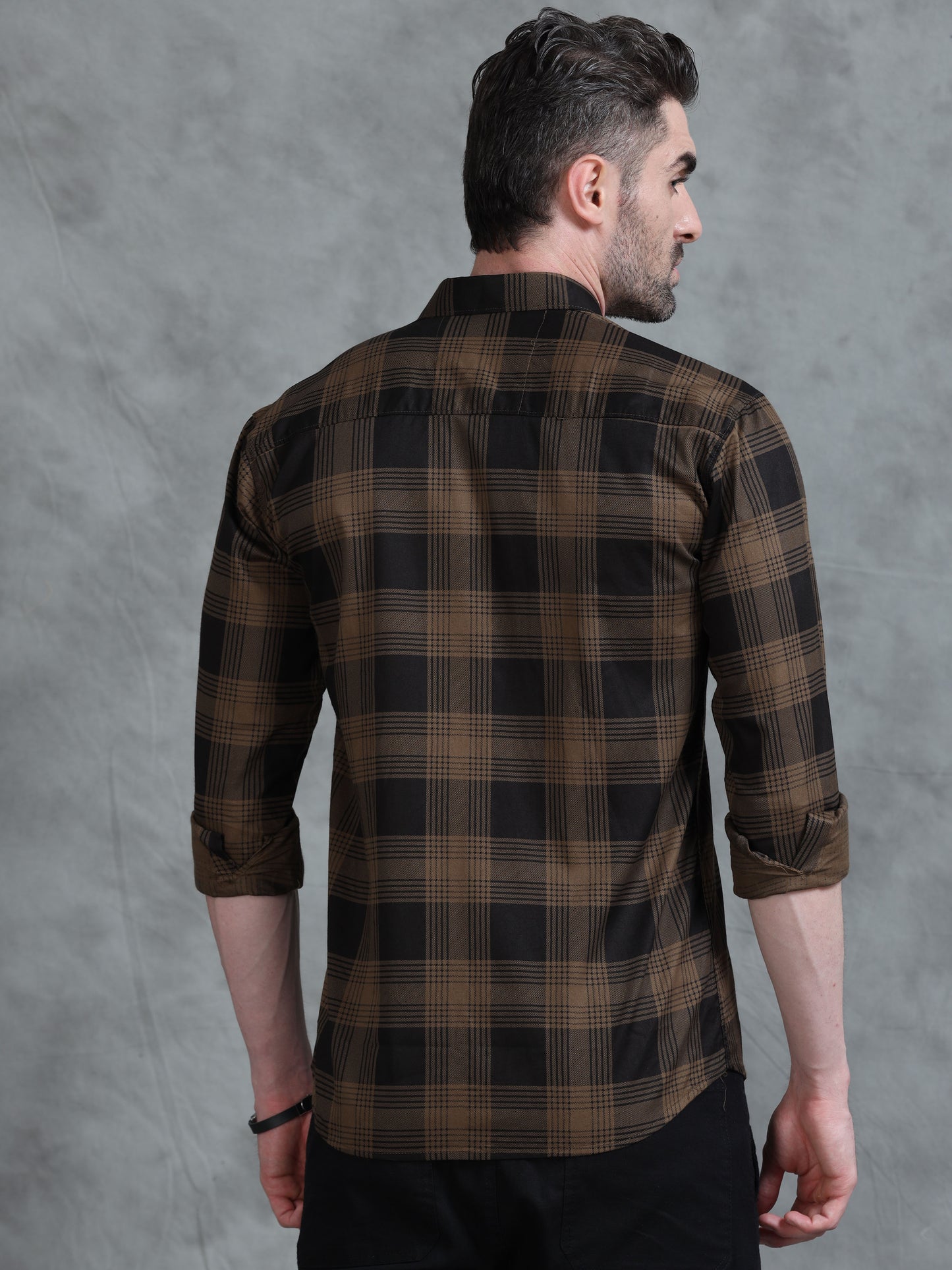 Bold Brown Men’s Checked Shirt