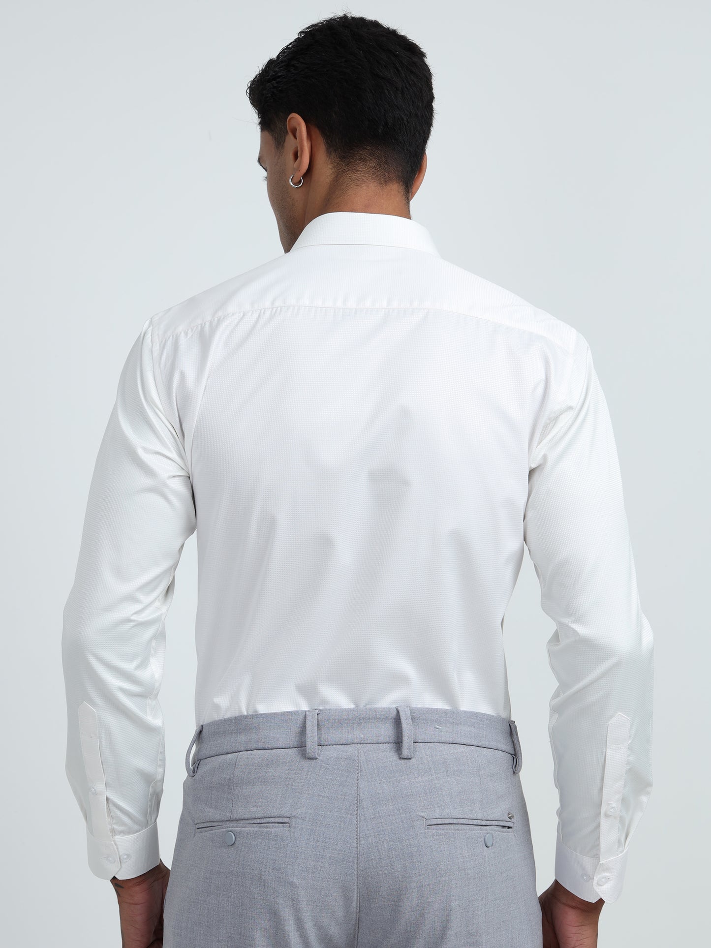 Ivory Essence - Self Pattern Men’s Formal Shirt