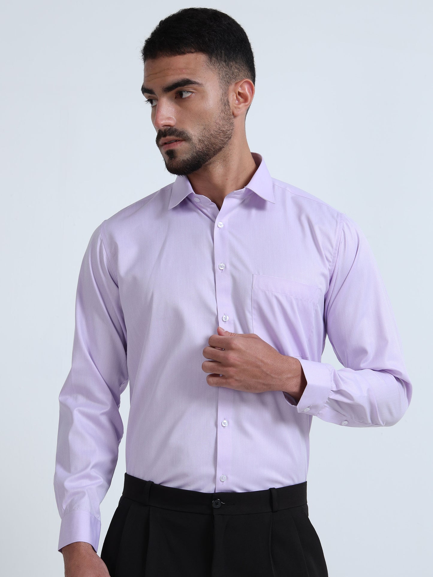 Luxe Self Pattern Men’s Formal Shirt - Lavender