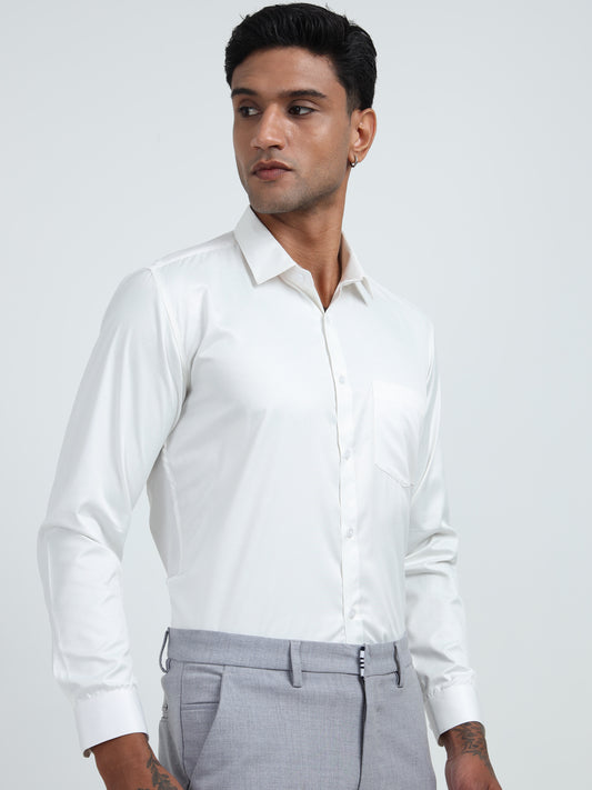 Ivory Essence - Self Pattern Men’s Formal Shirt