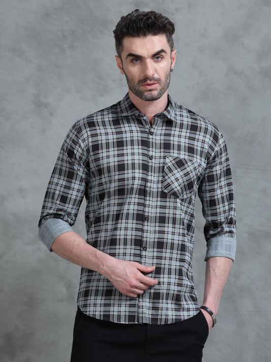 Shadow Grid - Grey Checked Shirt