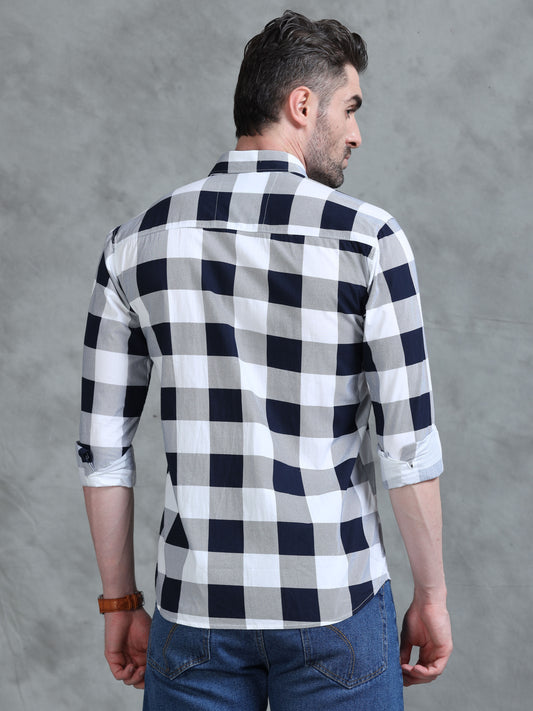 Classic Slate - Navy Blue Checked Shirt