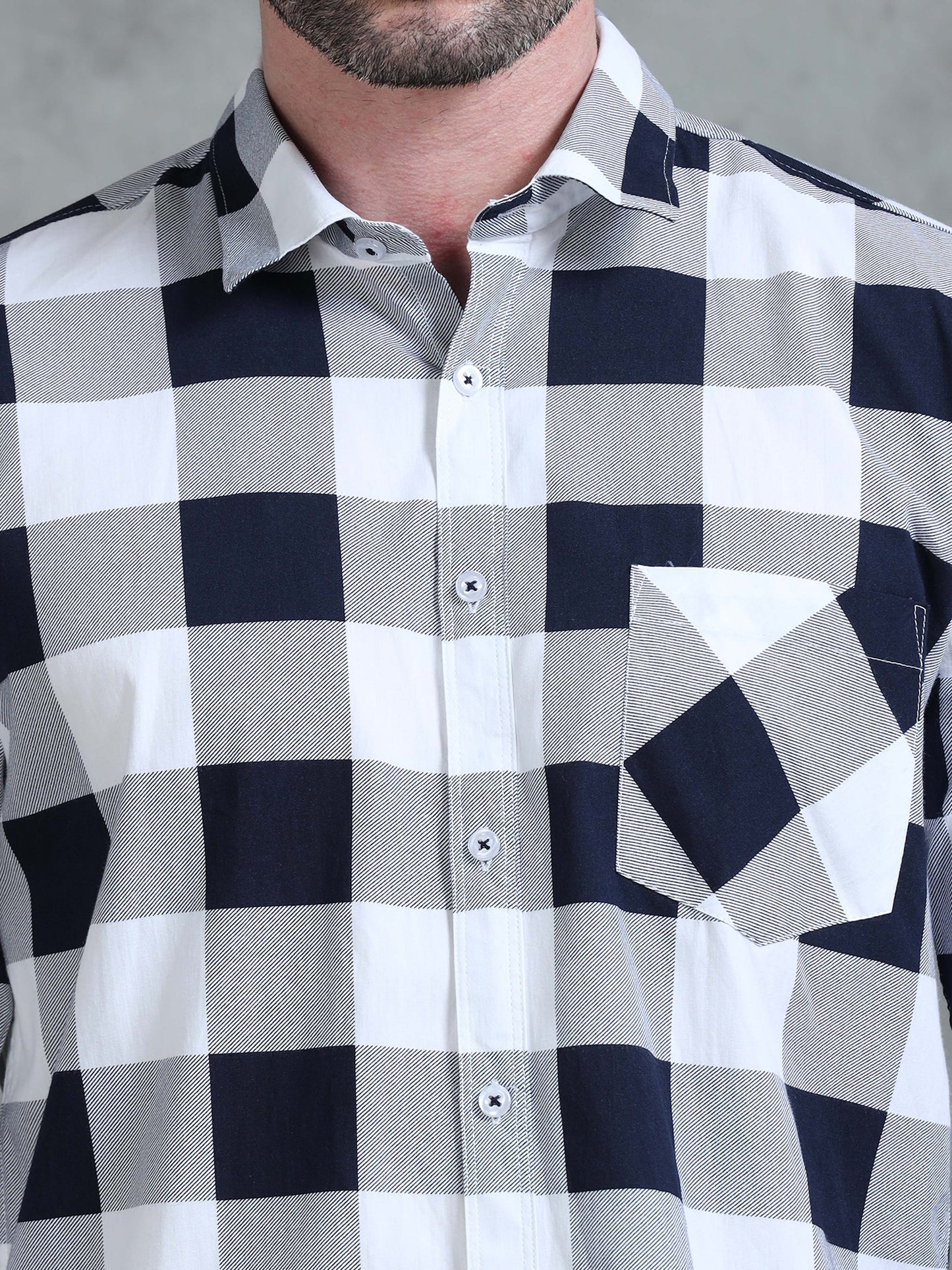 Classic Slate - Navy Blue Checked Shirt