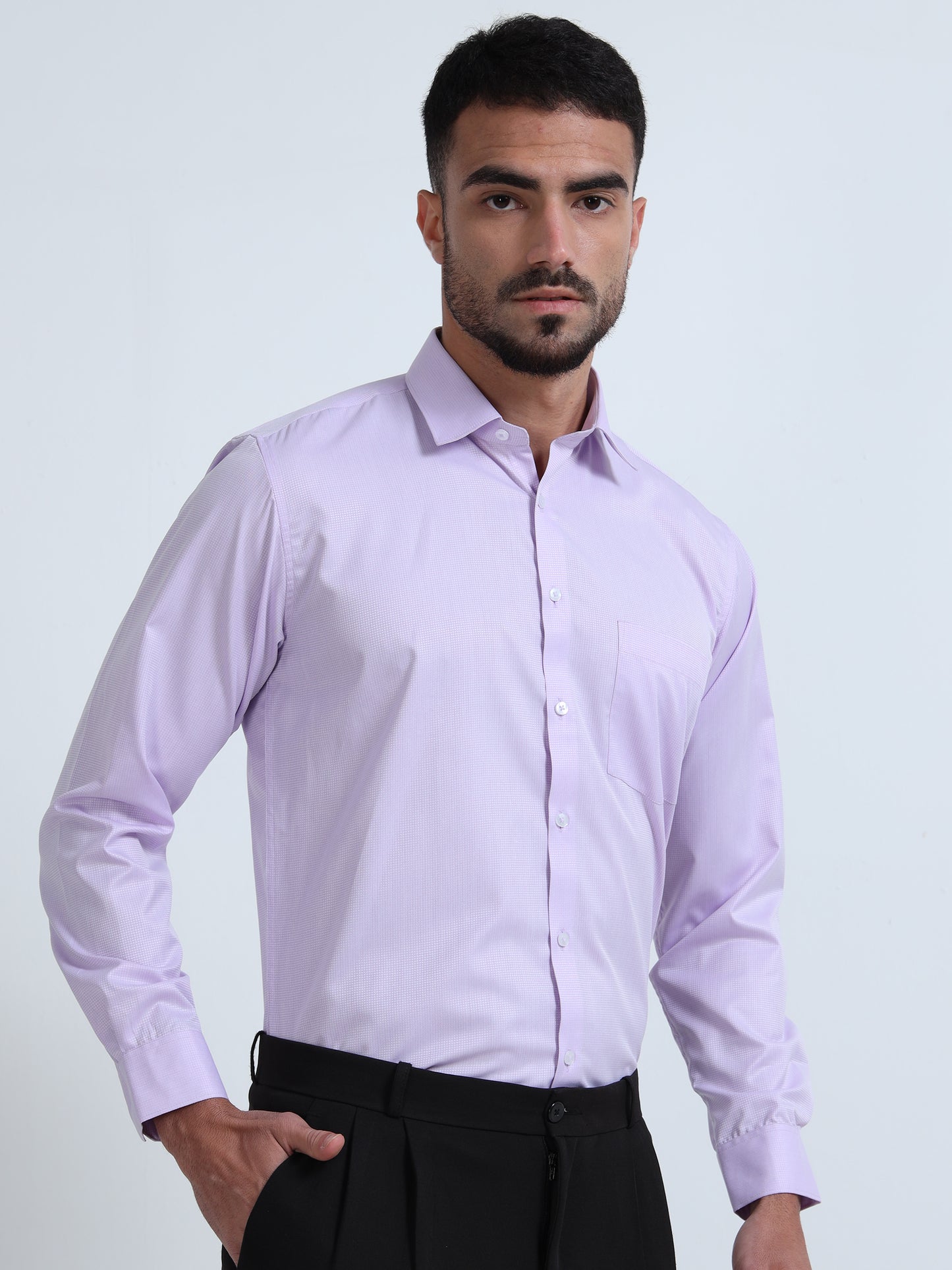 Luxe Self Pattern Men’s Formal Shirt - Lavender